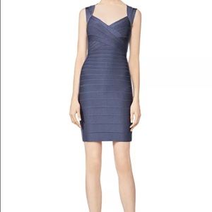 Hervé Léger Crisscross Mini Dress in Teal